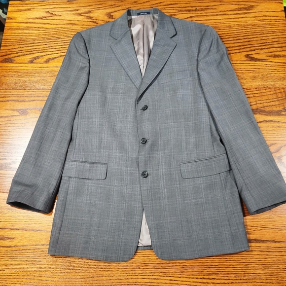 VINTAGE Hart Schaffner Marx Suit Mens 42L Gray Pinstripe Pin Dot Check 2 Button - Picture 2 of 15